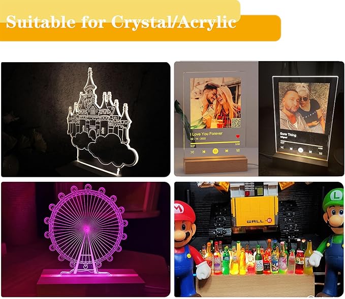 6 inch Rectangle Display Pedestal, Colorful Open Slot Rectangle Led Lights Display Base, Crystal Wooden Lighted Base Stand for Acrylic, Crystal, Night Light, Glass Resin Art