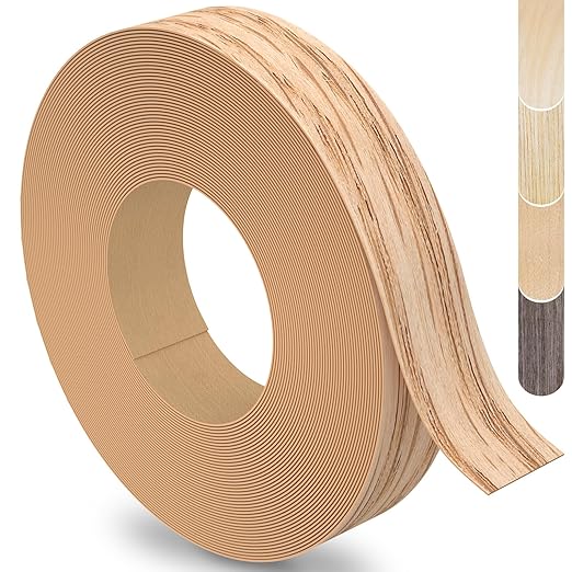 Red Oak Edge Banding, 3/4 inch x 10ft roll of Wood Edge Banding Pre-glued Flexible, Veneer Tape Banding for Cabinet Repair Furniture