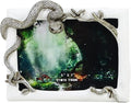 Decorative Snake Resin Picture Frame - 5x7 Inch Tabletop Photo Display with Mother & Baby Snake Design, Silver Wildlife Home Decor Art
