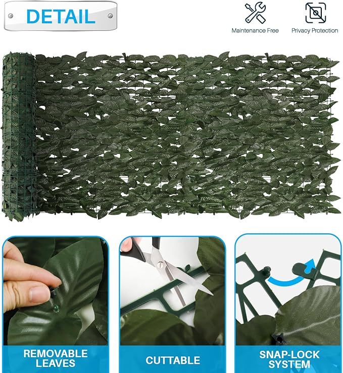 Patio Paradise 4'x58'-1Pc Faux Ivy Fence Privacy Screen Artificial Greenery Wall Backdrop,Fake Grass Wall Panels for Outside Apartment Balcony,Vine Leaf Decor for Outdoor Patio Chain Link