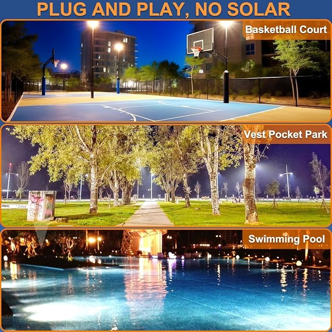 XXBSAZ 2 Pack 100W LED Flood Lights Outdoor, 12500LM Plug-in Hardwire Work Light IP66 Waterproof - 6500K Daylight Bright for Yard, Garage, Stadium