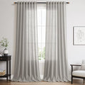 Nanspring Light Gray Linen Curtains 108 Inches Long for Living Room Extra Long Simple Modern Coastal Decor Semi Sheer Curtain Grey Back Tab Floor to Ceiling Drapes for Bedroom 52x108, 2 Panels