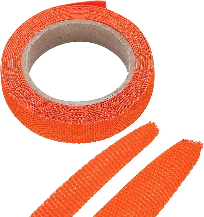 MECCANIXITY Braided Cable Sleeves Heat Shrinkable Fabric Sleeving, 3/8" 10ft Orange 2:1 Ratio Heat Shrinkable Cord Protector for Harness Cable, Network Cable Protection, Cable Management