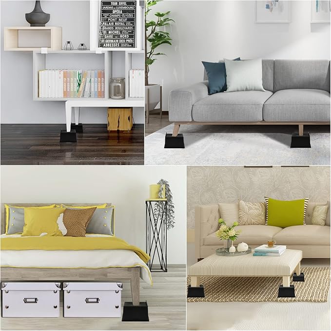 Bed Risers 6 Inch Heavy Duty, Oversized Furnitures Risers 6 inch Support 6000 lbs, Bed Table Rising Blocks, Fits for Couch, Sofa, Chair, Furniture Lifts 4 Pack