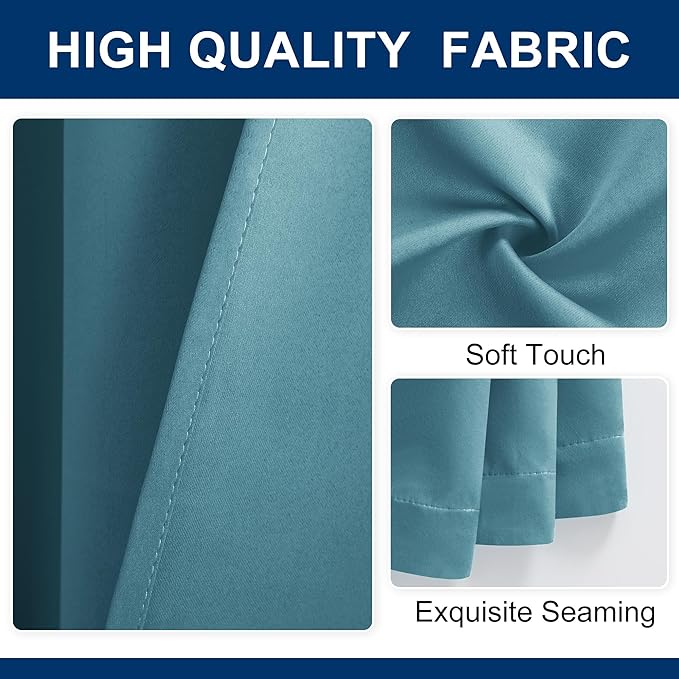Hiasan Patio Sliding Door Room Divider Curtain Privacy Blackout Thermal Insulated Curtains with Back Tab & Rod Pocket for Bedroom Partition, Living Room Shared Office(100 x 96 Inches, Turquoise)