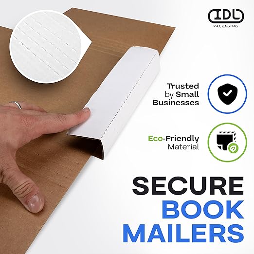 White Mailing Boxes 12"x10.5"x2", Pack of 25, USA-Made - Strong, Easy to Fold Cardboard Boxes for Secure Storage, Shipping and Moving - Water-Resistant and Snug Fit Cardboard Mailers by IDL Packaging