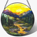 8-Inch Stained Glass Ornament, Nature Suncatchers for Window Hanging, Window Hanging Decor Suncatcher, Mountain Range Ornament | Holiday, Mother’s Day, Christmas, Housewarming | Gifts for Mom &Friend