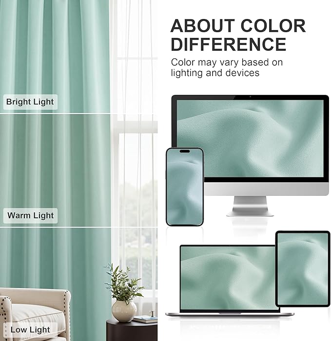 PONY DANCE Aqua Blue Small Window Curtains for Kitchen Over Sink 24 inch Length, Black Out Camper Curtains for RV, Thermal Insulated Rod Pocket Short Drapes, W 29 x L 24 inches,2 Panels