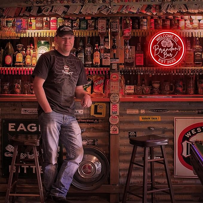 Custom Neon Bar Signs for Home Bar, Handmade Dimmable Personalized Bar Signs, Durable Neon Beer Signs for Man Cave, Bar Led Light Up Sign For Men Dad Gift Business