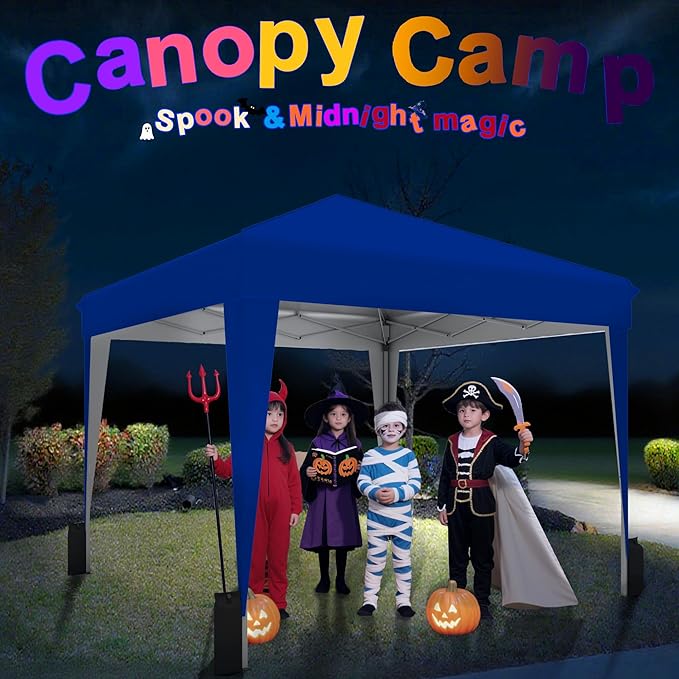 SANWAY 10x10 Pop up Canopy Tent, One-Button, Outdoor Instant Canopy Protable for Events, Camping, Parties, Vendor, Beach Tent - Blue