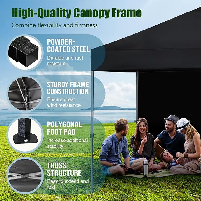 Eurmax USA NOMATTER ONE-Person Open&Close 10x10ft Pop Up Canopy Tent,Portable Shelter Canopy for Outdoor Events with 1 Removable Sidewall,Instant Canopies,Temporary Sunshade,Bonus 4 Sand Bags(Red)