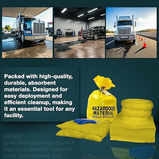 AWF PRO 20 Gallon Hazmat Spill Kit, 59 Pieces – 20 gal DOT Approved Drum, Socks, Pads & Pillows, & Accessories