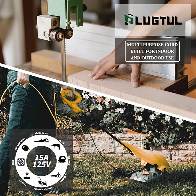 PLUGTUL 12 Gauge Extension Cord 25 Ft, Heavy Duty Outdoor Extension Cord Waterproof Lighted End SJTW, 3 Prong Grounded Plug for Safety, 15A 1875W, ETL Listed, Great for Garden and Home, Yellow