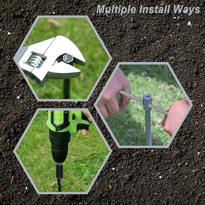 30 inch Ground Anchor Heavy Duty Earth Anchors Set Screw in for Mobile Home, Swing, Tent Trampoline Anchors Wind Resistant Tree Stakes and Supports with Drill Socket, 4 Pack