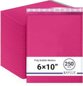 Hot Pink Small Poly Bubble Mailers 6x10 inch #0 | Self Seal Padded Envelopes | Cushioned Bubble Mailer | Usable Size 6x9 | 250 Pack Bulk | WaterProof | Lightweight mailing Shipping Bags