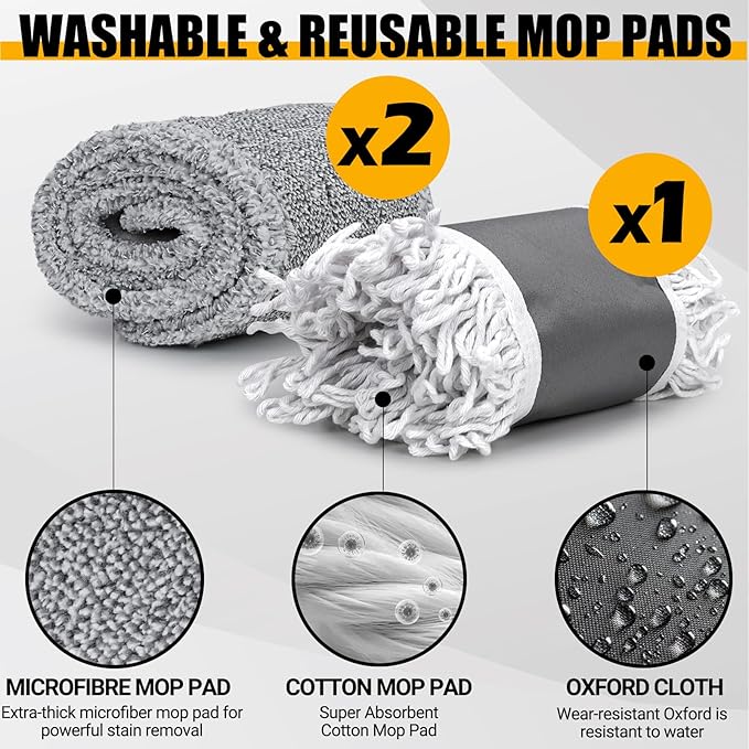36" Commercial Dust Mops for Floor Cleaning, Masthome Professional Industrial Mop with 3 Pads, Heavy Duty Commercial Mop with 62'' Long Handle,Large Floor Mops for Office Garage Warehouse Factory Mall