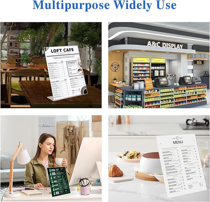 18 Pack Acrylic Sign Display Stand 8.5 X 11, L Shape Clear Plastic Sign Frame, Picture Photo Frame, Flyer Document Paper Holder for Office Desktop