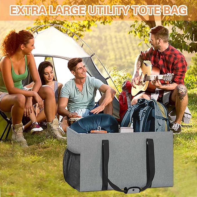 Standing Extra Large Reusable Grocery Bag with Handle, Thirty One Utility Tote Foldable for Shopping and Beach