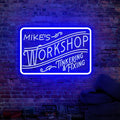 Personalized Workshop Neon Sign, Custom Name LED Garage Neon Light, Customizable Garage Light Up Sign for Man Cave, Garage, Handcrafted Workshop Decor, Gift for Dad, Husband, Craftsman