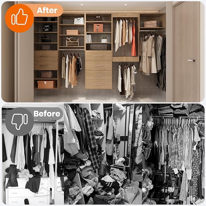 ROOMTEC 28.5" Medium Hanging Closet Unit, Modular Closet System with Hanging Rod, Wardrobe Organizer for Bedroom or Walk-in Closet, Wall Mounted, Customizable Clothes Storage Unit, Wood