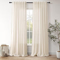 Nanspring Natural Linen Curtains 120 Inches Long for Living Room Light Filtering Sheer Curtains Back Tab and Rod Pocket Farmhouse Floor to Ceiling Curtain for Bedroom High Window 52x120, 2 Panels