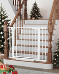 Cumbor 29.7-40.6" Baby Gate for Stairs, Mom's Choice Awards Winner-Dog Gate for Doorways, Pressure Mounted Auto-Close Pet Gates for Dogs Indoor, Safety Child Gate with Easy Walk Thru Door, White