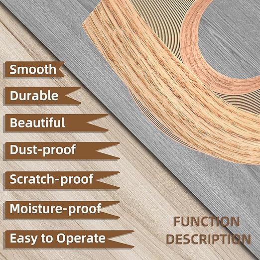 GSCIT Club Red Oak Edge Banding, 7/8 inch x 250ft roll of Veneer Edge Banding Pre-glued Flexible, Wood Tape Banding for Cabinet Repair Furniture