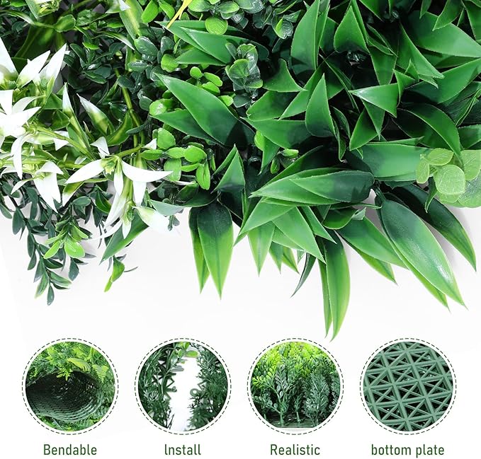 Boshen Artificial Grass Wall Panels, 3 Pack 40“x40” Boxwood Hedge UV Protected Greenery Privacy Grass Wall Decor Indoor Outdoor Wedding Garden Decor