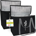 Green Bulldog 2Pack Insulated Grocery Bags – Foldable Reusable Cooler Bags with Handles for Everyday Use, Groceries, Food Delivery, and Shopping – 16”x9”x13”, Black