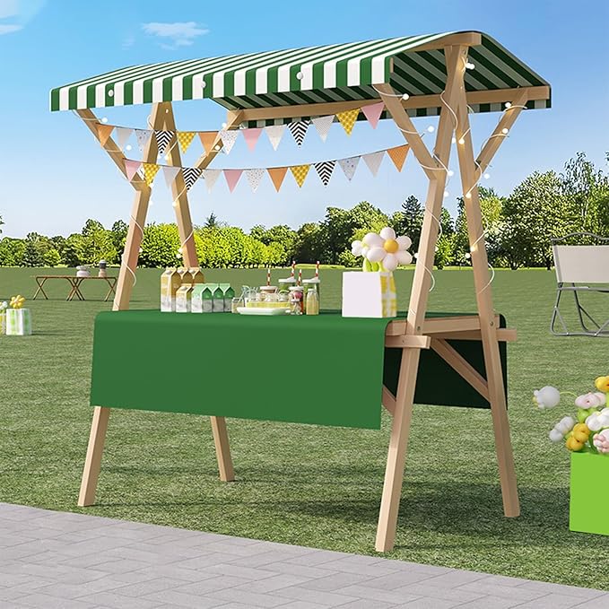 Outdoor Vendor Cart, Portable Cart with Canopy, Movable Stall Display Stand, Foldable Vending Stand Kiosk Display Trolley with Canopy, for Market, Street Food, Events(Green 4,120cm/47.2in)