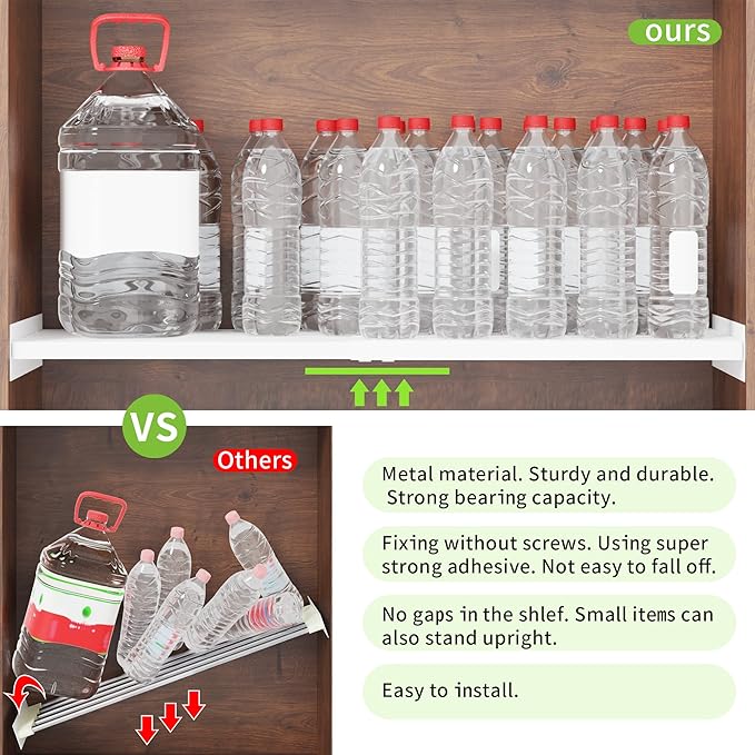 Expandable Closet Shelf Organizer, Adjustable Shelves Organizer, Storage Shelving Rack DIY Divider RV Separator for Cabinet Pantry Wardrobe Cupboard Kitchen, 1 Pack, X-Large