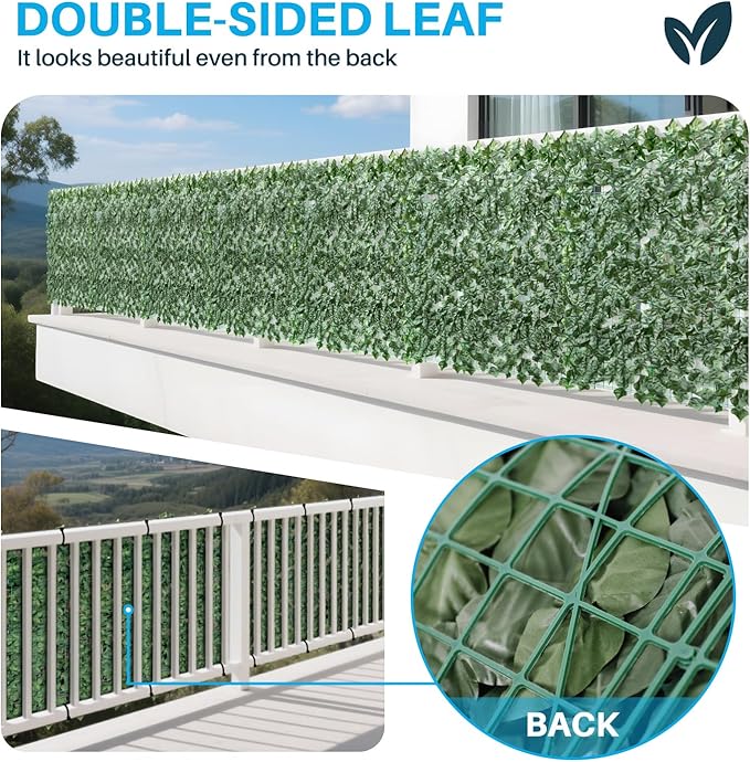 Patio Paradise 39"x156"-4Pc Faux Ivy Fence Privacy Screen Artificial Greenery Wall Backdrop,Fake Grass Wall Panels for Outside Apartment Balcony,Vine Leaf Decor for Outdoor Patio Chain Link