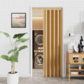 24-36 x 80in Enhanced Accordion Doors Interior Folding Door, PVC Accordion Door with Upgraded Roller & Handle & Complete Hardware, for Closet Bathroom Doorways - Oak