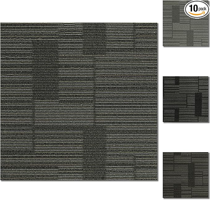 24" x 24" Self-Adhesive Carpet Tiles, 10 Pack Peel and Stick Carpet Squares for Indoor Flooring, Non-Slip Squares Carpet Floor Tile for Basement, Bedroom, Office, Easy DIY Installation