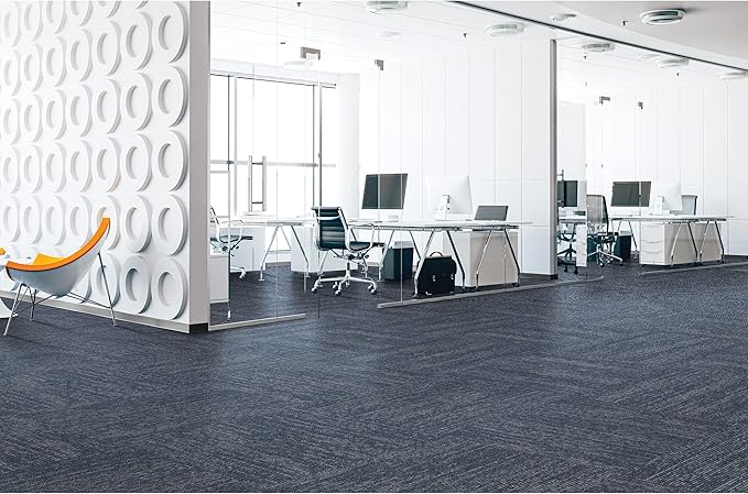 Mohawk Elite 24" x 24" Berber (Loop pile), 0.08" Pile Height, Carpet Tile, Nylon Fiber, Navy Color, (24 Tiles), (96 sqft/carton)
