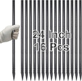 VVOKGO Rebar Stakes 24 Inch Ground Straight Concrete Form Stakes Heavy Duty (16pcs), 3/8" Diameter Metal Steel Spikes Anchors with Chisel Point End for Plant Support, Garden Border,Landscape Edging