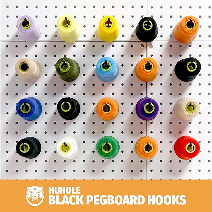HUHOLE Black Pegboard Hooks 4 Inch, 25PC, Heavy Duty Pegboard Hooks, Fit 1/4" Peg Board