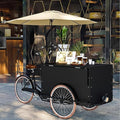 Mobile Vending Bicycle Cart, Food Display Stand with Parasol, Large Storage Space, Perfect for Shopping Malls, Events, Streets(Black)