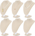 6 Pcs Necklace Display Stand Necklace Holder Jewelry Bust Display Stands for Selling Home Store Trade Shows Photography Props Retail(Flaxen,Linen)