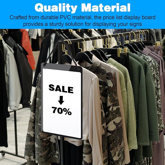 6 Pcs Business Retail Hanging Sign Holder 8.3 x 5.8 Inch Plastic Advertising Signage Sign Holder Craftsman's Stall Clear Poster Frame for Store Supermarket Exhibition Mall Restaurant Display