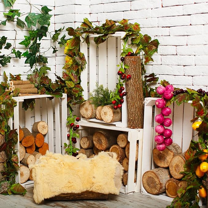 4 Pieces Decorative Wood Crates for Party Display, Large Rustic Farmhouse Wooden Nesting Storage Crates with Handles for Wedding Birthday Home Party Decoration