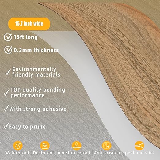 GSCIT Club Wood Grain Repair Tape, 15.7 inch X 15ft Self Adhesive Natural Walnut Grain Repair Patch for Tables, Chairs, Baseboards, Doors, Windows, Floors, Handicraft DIY.