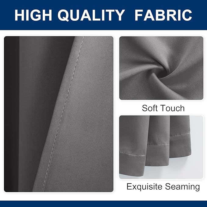 Hiasan Privacy Room Divider Patio Sliding Door Curtain Extra Wide Blackout Thermal Insulated Curtains with Back Tab & Rod Pocket for Bedroom Partition Living Room (120 x 84 Inches, Light Grey)
