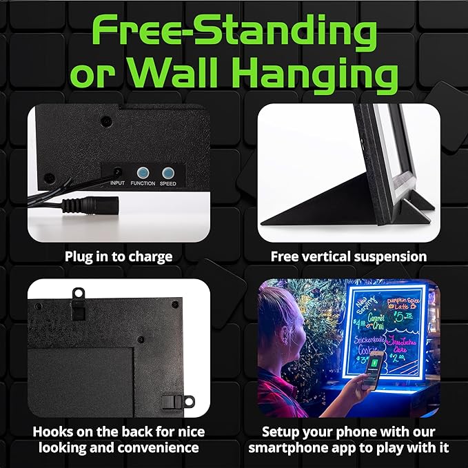LED Writing Message Board 23x27 – Illuminated Erasable Neon Chalkboard Sign with Remote & Markers – Light Up Menu Board for Restaurants, Bars, Food Trucks & Classrooms