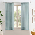 Light Blue Linen Pinch Pleat Curtains 45 Inches Long Pleated Semi Sheer Textured Drapes Hooks Back Tab Coastal Modern Light Filtering Curtain 2 Panels for Living Room Bedroom Office 42x45