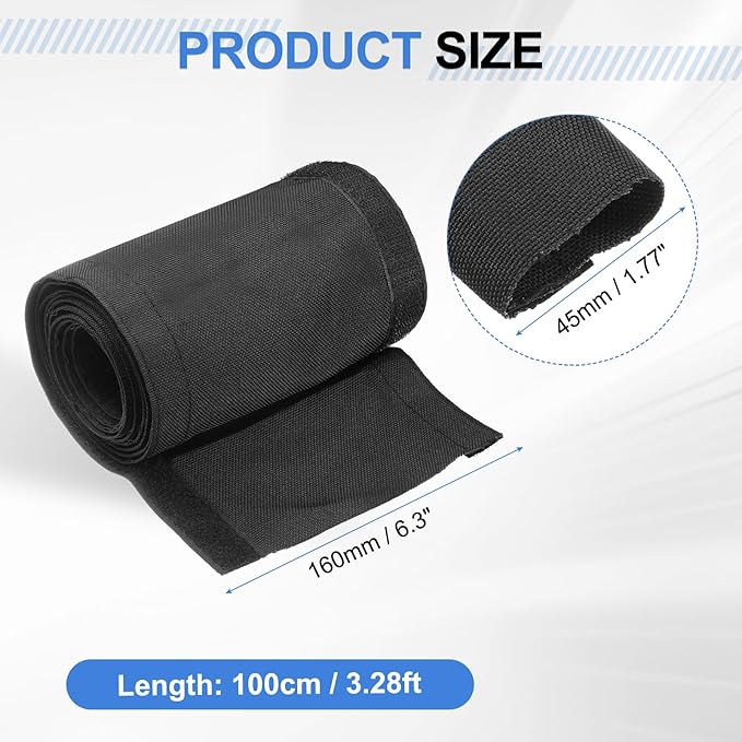 uxcell Hook and Loop Cable Management Sleeve, 3.3ft x 1.8 Inch Flexible Cable Wrap Cover Wire Hider, Cord Organizer and Cable Protector for Desk TV Computers, Black