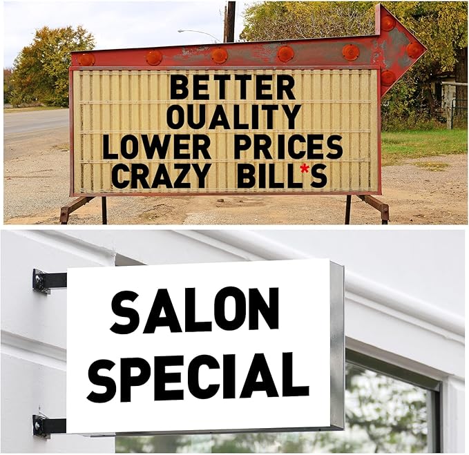 Leinuosen 300 Pcs Sign Letter Printed on Marquee Flexible Outdoor Black Portable Sign Board Plastic Changeable Letters and Numbers Punctuation Acrylic Numbers(4'', 5'')