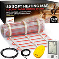 Electric Heated Floor System, 80 Sqft 240V Underfloor Electric Heating System, Heated Floor Mat, Radiant Heaters for Indoor Use, Heating Mat with 7-Day/4 Event Programmable GFCI Thermostat