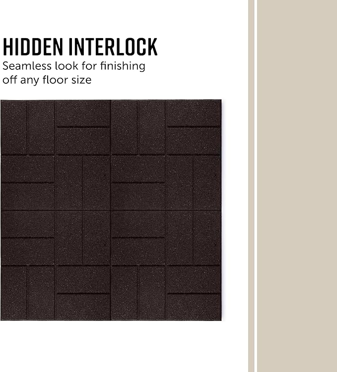 Playsafer Brick Rubber Interlocking Tiles | 16 X 16 | Easy Install for Indoor and Outdoor Use (Brown, 4 Tiles)