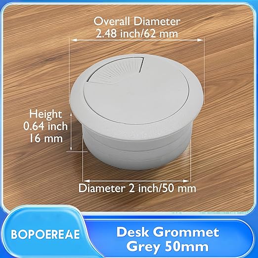Desk Grommet 2" (50 mm), Desk Cord Hole Cover, Cable Grommet ABS Plastic, Desk Hole Grommet for Office and Home Table Cable, Detachable Adjustable Cable Cord Organizer (Light Grey 4 Pcs)